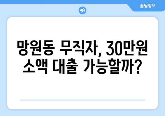 서울특별시 마포구 망원동 무직자 소액 30만원 대출