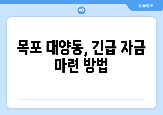 전라남도 목포시 대양동 무직자 소액 30만원 대출