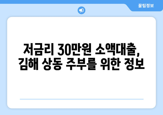 경상남도 김해시 상동 주부 소액 30만원 대출