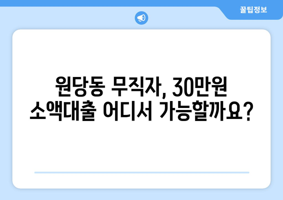 고양시 덕양구 원당동 무직자 소액 30만원 대출