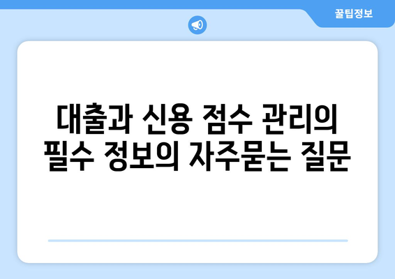 대출과 신용 점수 관리의 필수 정보