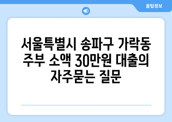 서울특별시 송파구 가락동 주부 소액 30만원 대출