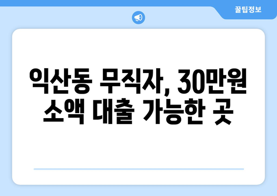 전라북도 익산시 익산동 무직자 소액 30만원 대출