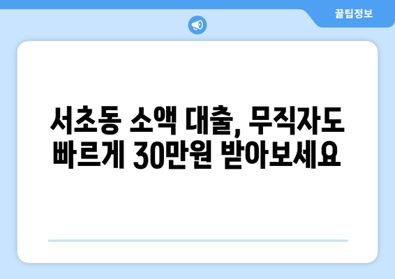 서울특별시 서초구 서초동 무직자 소액 30만원 대출