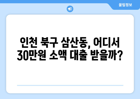 인천광역시 북구 삼산동 무직자 소액 30만원 대출