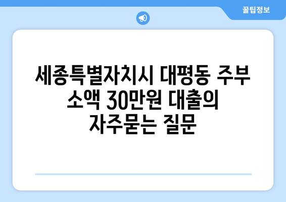 세종특별자치시 대평동 주부 소액 30만원 대출