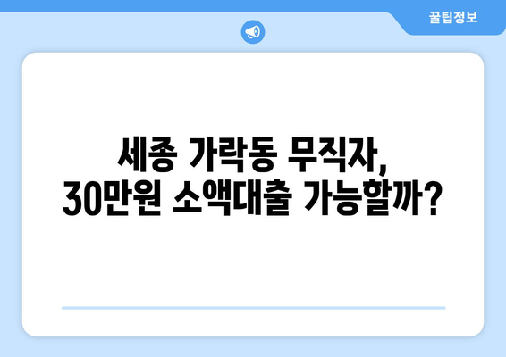 세종특별자치시 가락동 무직자 소액 30만원 대출