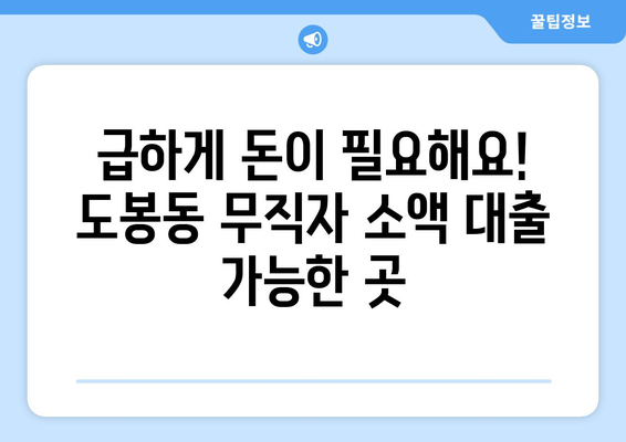 서울특별시 도봉구 도봉동 무직자 소액 30만원 대출