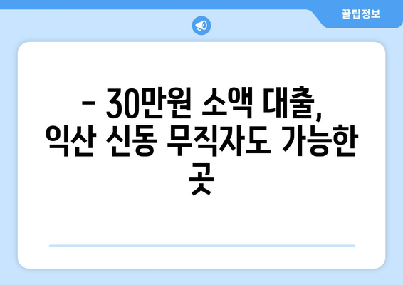 전라북도 익산시 신동 무직자 소액 30만원 대출