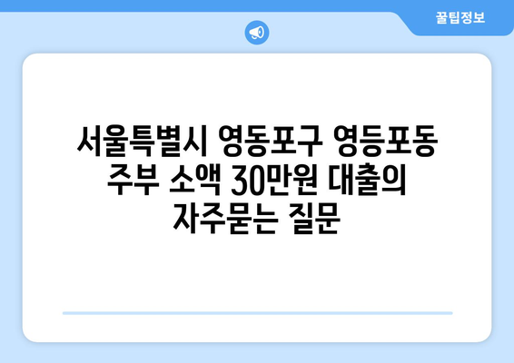 서울특별시 영동포구 영등포동 주부 소액 30만원 대출