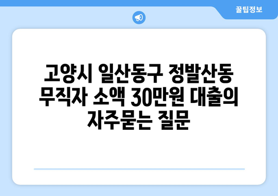 고양시 일산동구 정발산동 무직자 소액 30만원 대출