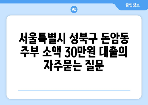 서울특별시 성북구 돈암동 주부 소액 30만원 대출