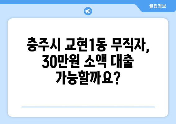 충청북도 충주시 교현1동 무직자 소액 30만원 대출